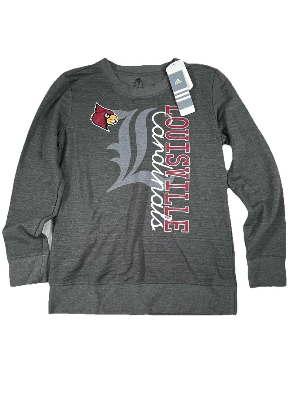 Louisville Cardinals NCAA Women's Grey Comfy Adidas Medium LONG SLEEVE NEW NWT